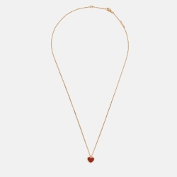 Pre Owned قلادة فان كليف آند اربلز سويت الهامبرا دلاية قلب ذهب وردي عيار 18 و عقيق أحمر