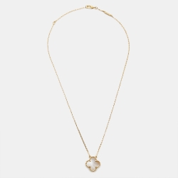 مملوكة مسبقًا Van Cleef & Arpels Vintage Alhambra Mother of Pearl 18k Yellow Gold Necklace