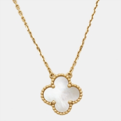 مملوكة مسبقًا Van Cleef & Arpels Vintage Alhambra Mother of Pearl 18k Yellow Gold Necklace
