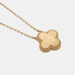 Pre Owned Van Cleef & Arpels 18K Rose Gold and Diamond Vintage Alhambra Pendant Necklace
