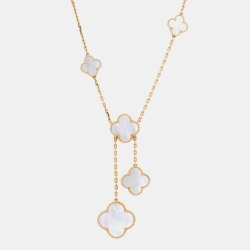 Pre Owned Van Cleef & Arpels Magic Alhambra Mother of Pearl 18k Yellow Gold 6 Motif Necklace