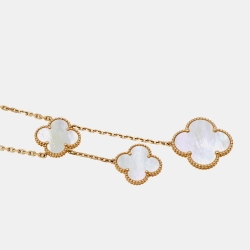 Pre Owned Van Cleef & Arpels Magic Alhambra Mother of Pearl 18k Yellow Gold 6 Motif Necklace