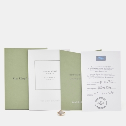 Pre Owned Van Cleef & Arpels Vintage Alhambra Diamond Mother of Pearl 18k Yellow Gold Ring Size 54