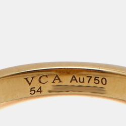 Pre Owned Van Cleef & Arpels Vintage Alhambra Diamond Mother of Pearl 18k Yellow Gold Ring Size 54