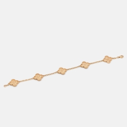 Pre Owned Van Cleef & Arpels Vintage Alhambra Textured 18k Rose Gold 5 Motif Bracelet