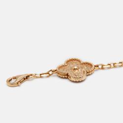 Pre Owned Van Cleef & Arpels Vintage Alhambra Textured 18k Rose Gold 5 Motif Bracelet
