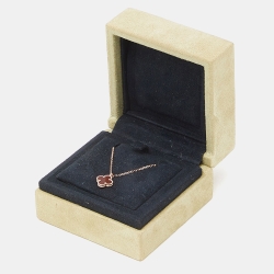 Pre Owned Van Cleef & Arpels Sweet Alhambra Carnelian 18k Rose Gold Necklace