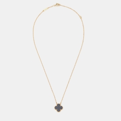 مملوكة مسبقًا Van Cleef & Arpels Vintage Alhambra Onyx 18k Yellow Gold Necklace
