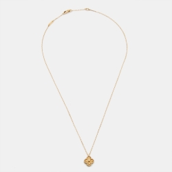 Pre Owned Van Cleef & Arpels Sweet Alhambra Textured 18K Rose Gold Pendant Necklace
