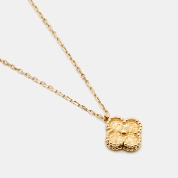 Pre Owned Van Cleef & Arpels Sweet Alhambra Textured 18K Rose Gold Pendant Necklace