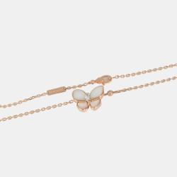 Van Cleef & Arpels 18K Rose Gold Two Butterfly Mother Of Pearl Pendant Necklace