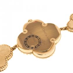 Van Cleef & Arpels Mother Of Pearl 18K Yellow Gold Vintage Alhambra Women's Bracelet Watch 26 mm