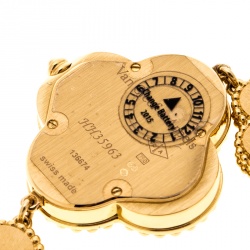 Pre Owned Van Cleef & Arpels Mother Of Pearl 18K Yellow Gold Vintage Alhambra Women's Bracelet Watch 26 mm