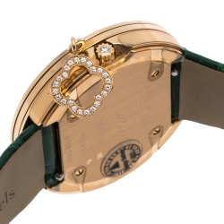 Van Cleef & Arpels Green Malachite 18K Rose Gold Diamond Charms VCARO8NR00 Women's Wristwatch 32 mm