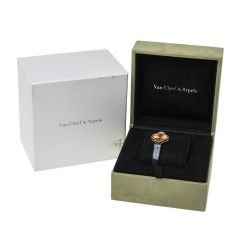 Van Cleef & Arpels 18K Yellow Gold Alligator Leather Alhambra VCARO8WT00 Women's Wristwatch 22.70 mm