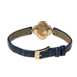 Van Cleef & Arpels 18K Yellow Gold Alligator Leather Alhambra VCARO8WT00 Women's Wristwatch 22.70 mm