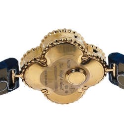 Van Cleef & Arpels 18K Yellow Gold Alligator Leather Alhambra VCARO8WT00 Women's Wristwatch 22.70 mm