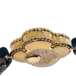 Van Cleef & Arpels 18K Yellow Gold Alligator Leather Alhambra VCARO8WT00 Women's Wristwatch 22.70 mm