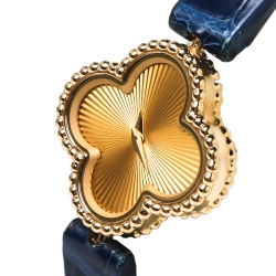 Van Cleef & Arpels 18K Yellow Gold Alligator Leather Alhambra VCARO8WT00 Women's Wristwatch 22.70 mm