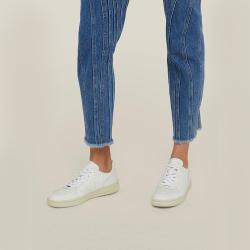 Pre Owned VEJA White V-10 Low-Top Leather Trainers Size FR 39
