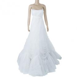 Pre Owned Vera Wang Briana Strapless Pleated Wedding Dress M