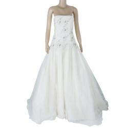Pre Owned Vera Wang Dantelle Embellished Wedding Dress M