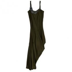 Pre Owned Vera Wang Silk Olive Green Dress L