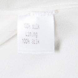 Pre Owned Vera Wang Grey and Cream Silk Lace Trimmed Sleeveless Evening Gown M