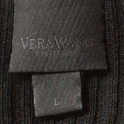 Vera Wang Black Silk Blend Rib Knit Top L