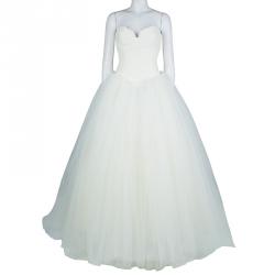 Vera Wang Strapless Lace Tulle Wedding Dress S