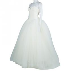 Vera Wang Strapless Lace Tulle Wedding Dress S