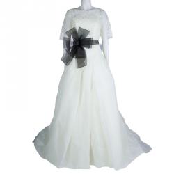 White by Vera Wang Strapless Lace Wedding Gown L