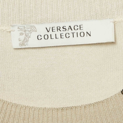 Versace Collection Grey Baroque Print Knit Top and Cardigan Set M