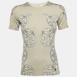 Versace Collection Grey Baroque Print Knit Top and Cardigan Set M