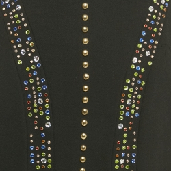 مملوكة مسبقًا Versace Collection Black Embellished Wool Short Dress XL