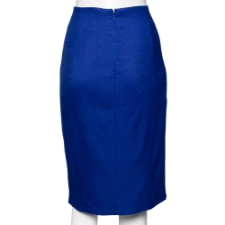 Versace Collection Blue Button Detail Knee Length Skirt L