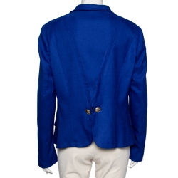 Versace Collection Blue Hook Front Blazer L