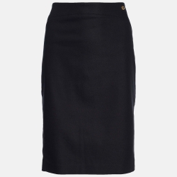 Black Cotton Knit Pencil Skirt