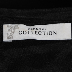 Pre Owned Versace Collection Black Crepe Belt Detail Sleeveless Dress L