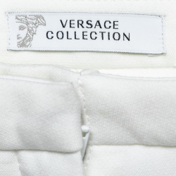 Versace Collection White Stretch Crepe Slim Leg Trousers S
