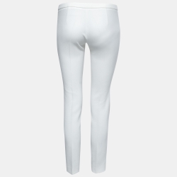Versace Collection White Stretch Crepe Slim Leg Trousers S