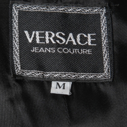 Pre Owned Versace Jeans Couture Black Wool Double Breasted Long Coat M