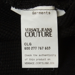 Pre Owned Versace Jeans Couture Black Logo Trim Cotton Crop Top M