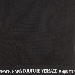 Pre Owned Versace Jeans Couture Black Logo Trim Cotton Crop Top M