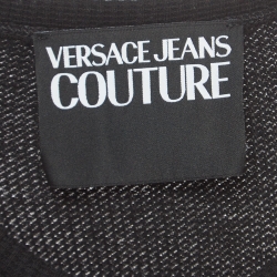 Pre Owned Versace Jeans Couture Black Logo Trim Cotton Crop Top M