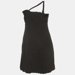 Pre Owned Versace Jeans Couture  Black Crepe One Shoulder Mini Dress M