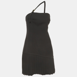 Pre Owned Versace Jeans Couture  Black Crepe One Shoulder Mini Dress M
