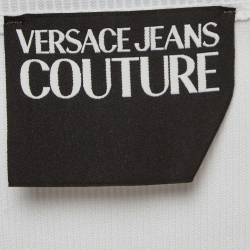 Pre Owned Versace Jeans Couture White Rib Knit Buckle Detail Tank Top M