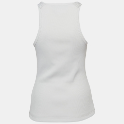Pre Owned Versace Jeans Couture White Rib Knit Buckle Detail Tank Top M