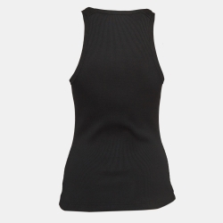 Pre Owned Versace Jeans Couture Black Rib Knit Buckle Detail Tank Top M